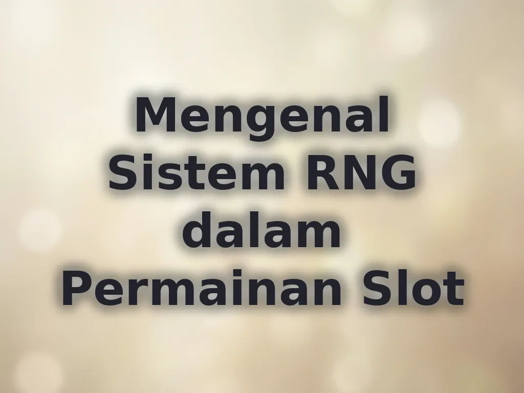 Mengenal Sistem RNG dalam Permainan Slot